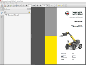 Wacker Neuson Telehandler TH625 Operator&#x27;s Manual PDF DOWNLOAD