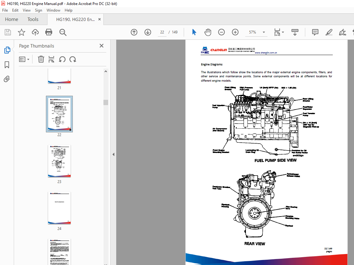Hyundai (HG190, HG220) C Series Engines Operation and Maintenance ...