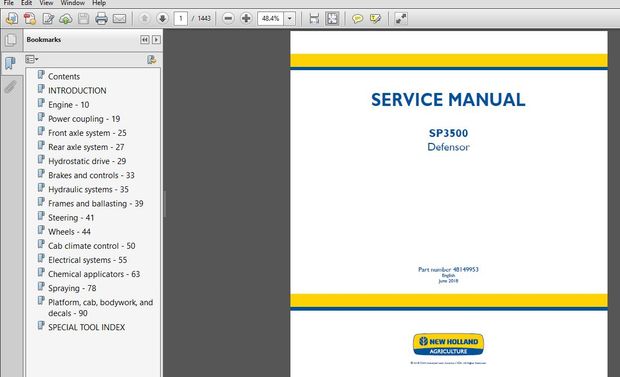 New Holland SP3500 Defensor Service Repair Manual (48149953) - PDF DOWNLOAD