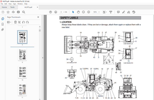 Hyundai HL975 Wheel Loader Operator’s Manual 2023 – PDF DOWNLOAD
