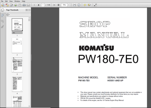 Komatsu PW180-7E0 Hydraulic Excavator Shop Manual - PDF DOWNLOAD
