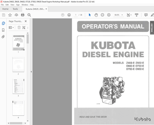 Kubota Z482E Z602E D662E D722E D782E D902E Diesel Engine Workshop Manual – PDF DOWNLOAD