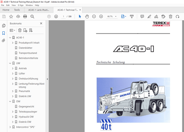 Terex Demag Kran AC40-1 Technische Schulung Handbuch PDF
