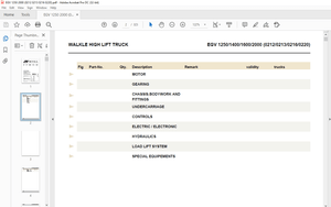 Still EGV 1250 1400 1600 2000Walkie high-lift Truck Spare Parts List Manual – PDF DOWNLOAD