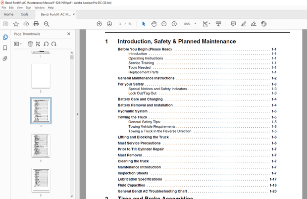 Bendi Landoll Forklift AC Maintenance Manual F-528-1010 PDF
