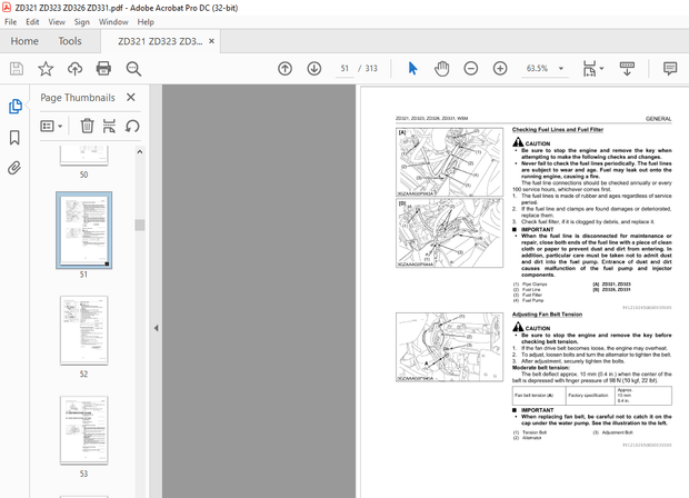 Kubota Zero Turn Mower ZD321 ZD323 ZD326 ZD331 Workshop Manual – PDF DOWNLOAD