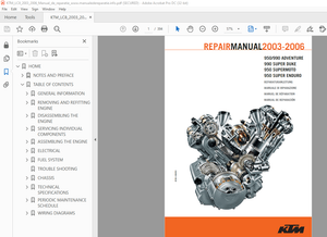 2003-2006 KTM 950/990 ADVENTURE 990 SUPER DUKE 950 SUPERMOTO 950 SUPER ENDURO Repair Manual - PDF DO