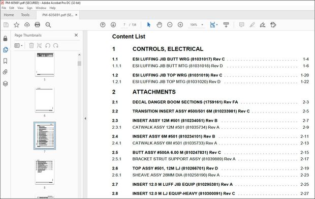 Manitowoc Crane MLC300 Luffing Jib Parts Manual 605691 – PDF DOWNLOAD
