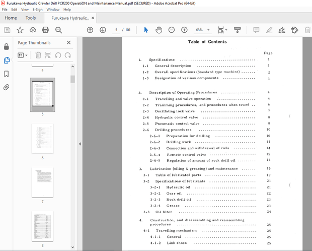 FURUKAWA PCR 200 CRAWLER DRILL Operation Maintenance &amp; Repair Manual PDF DOWNLOAD