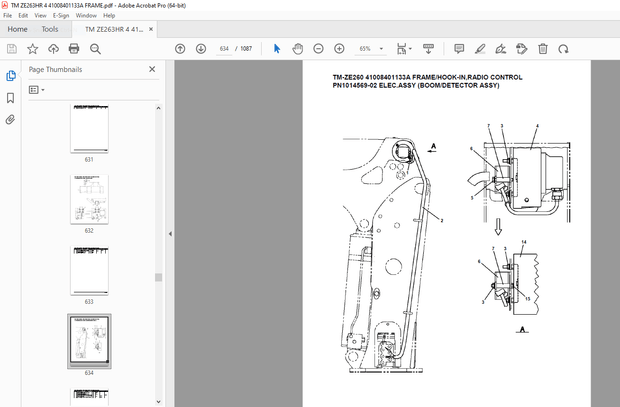 Tadano Crane TM-ZE260 41008401133A FRAME/HOOK-IN,RADIO CONTROL Parts Manual - PDF DOWNLOAD
