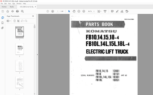 Komatsu Forklift Truck FB10,14,15,18-4 FB10L, 141,15L, 18L-4 Electric Lift Truck Parts Manual - PDF 