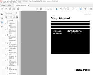 Komatsu PC360LCi-11 Hydraulic Excavator Shop Manual SEN06883-01 – PDF DOWNLOAD