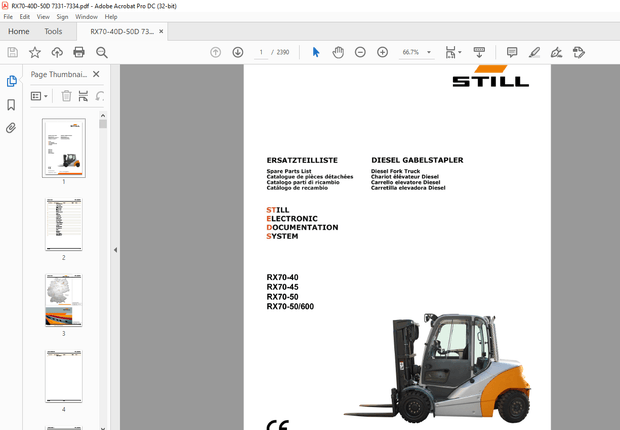 STILL STED Forklift RX70-40 RX70-45 RX70-50 RX70-50 600 Spare Parts List Manual – PDF DOWNLOAD