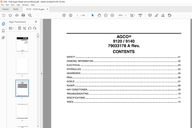 AGCO® NA 9120 9140 Auger Header SERVICE MANUAL – PDF DOWNLOAD