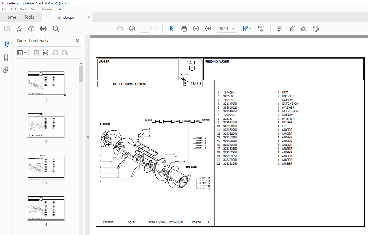 Laverda Header Barra_FF_2009 Parts Catalog Manual PDF DOWNLOAD