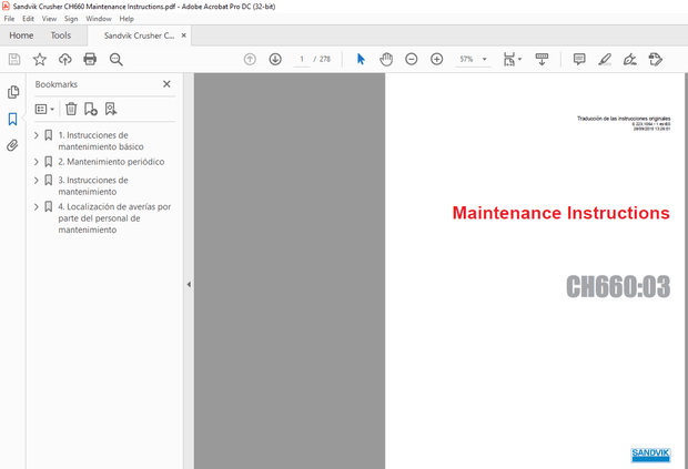Sandvik Mining CH660 Maintenance Instructions Manual -PDF DOWNLOAD