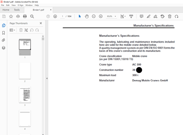 Terex Crane AC 300 Operator &amp; Maintenance Manual – PDF DOWNLOAD