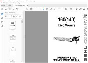 Gehl 160 (140) Disc Mower Operators And Service Parts Manual(904518) – PDF DOWNLOAD