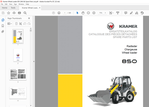 KRAMER Wheel loader 850 Spare Parts List Manual SN346040001 – PDF DOWNLOAD