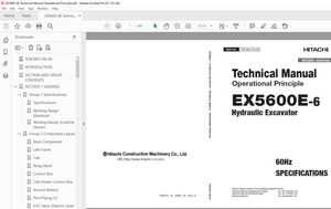 Hitachi EX5600E-6 Hydraulic Excavator Operational Technical Manual PN TOKCB91  - PDF DOWNLOAD