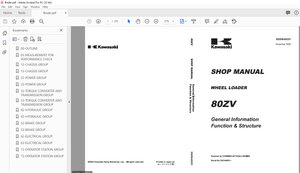 Kawasaki WHEEL LOADER 80ZV Shop MANUAL 93209-00231 - PDF DOWNLOAD