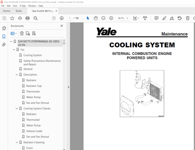 Yale Forklift B810 (GPGLP030-040AF) Service Manual – PDF DOWNLOAD