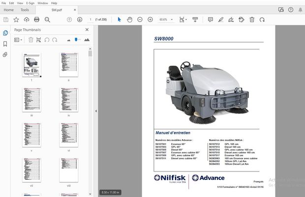Nilfisk Advance SW8000 Manuel D’entretien – PDF DOWNLOAD