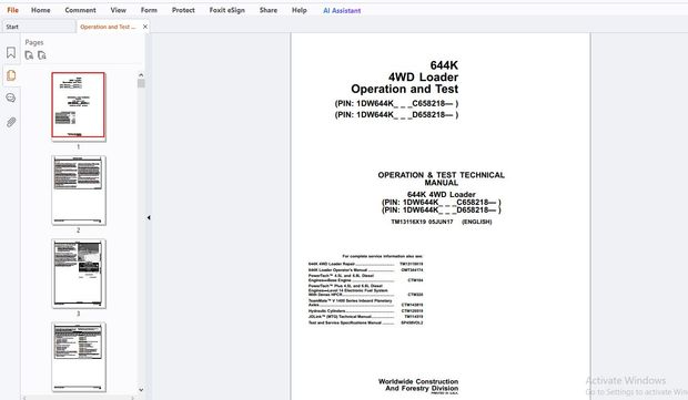 John Deere 644K 4WD Loader Operation &amp; Test Technical Manual TM13116X19 – PDF DOWNLOAD