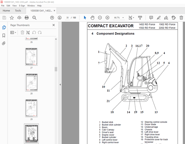Wacker Neuson 1402 RD-2202 RD FORCE 1402 Primus FORCE Crawler Excavator User Manual - PDF DOWNLOAD 