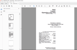 John Deere 544J Loader Operation &amp; Test Technical Manual S.N. 611800 - PDF DOWNLOAD
