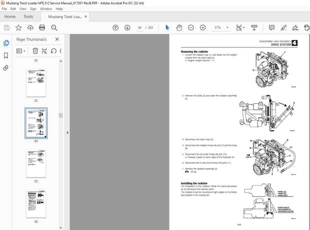 Mustang Track Loader MTL312 Service Manual (917367) – PDF DOWNLOAD