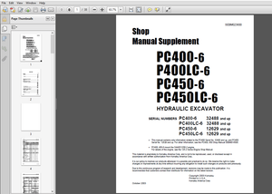 Komatsu PC400-6, PC400LC-6, PC450-6, PC450LC-6 Hydraulic Excavator Shop Manual Supplement - PDF 