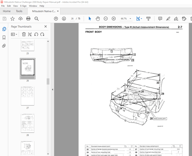 Mitsubishi Nativa Challenger 2000 Body Repair Manual PBJE9901 – PDF DOWNLOAD