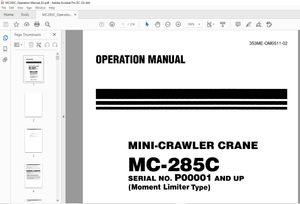 Maeda MC 285C Mini Crawler Crane Operation Manual SN P00001 and up – PDF DOWNLOAD
