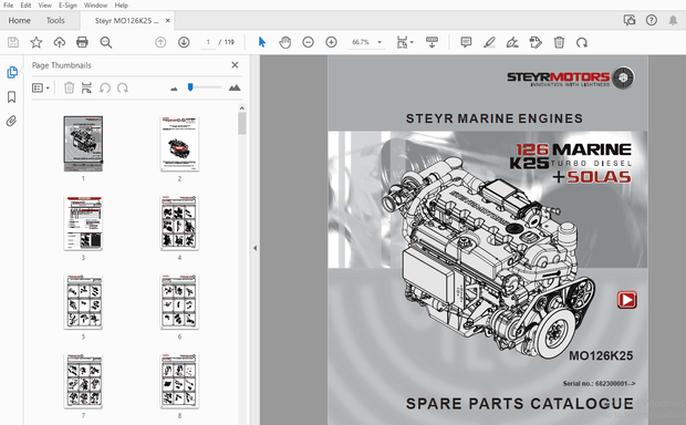 Steyr MO126K25 Marine Turbo Diesel Solas Parts Manual_682300001 – PDF DOWNLOAD