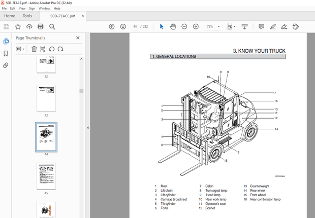 Hyundai 50/60/70/80D-7E ACE Forklift Operator’s Manual 2023 PDF DOWNLOAD