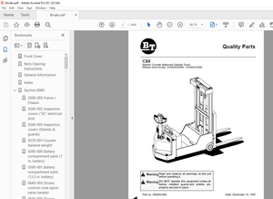 BT Forklift CSX10/20/30/40 Electric Counter Balanced Stacker Truck Quality Parts Manual -PDF DOWNLOA