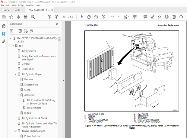 Yale Forklift D216 (ERP040-060DH) Service Manual – PDF DOWNLOAD