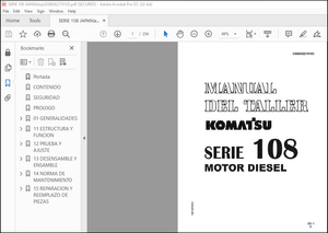 Komatsu 108 Serie Motor Diesel Manual del Taller GSBE62210103 – PDF DOWNLOAD (Spanish)