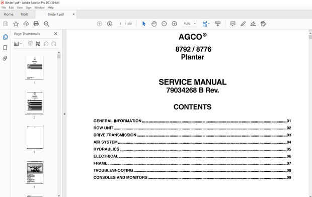 AGCO® NA 9365 9345 Windrower Tractor SERVICE MANUAL 79032962 A – PDF DOWNLOAD