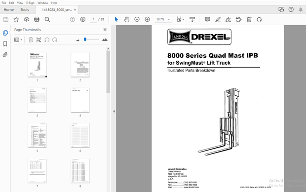 Drexel 8000 Series Quad Mast IPB SwingMast Lift Truck Parts Manual 1415023 – PDF DOWNLOAD