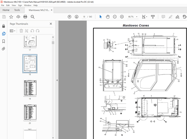 Manitowoc Crane MLC100-1 Parts Manual SN 91001035 – PDF DOWNLOAD