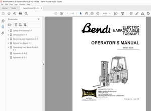 Bendi Landoll B3/25 Electric Narrow Aisle Forklift Operator’s Manual F-442-1106 – PDF DOWNLOAD