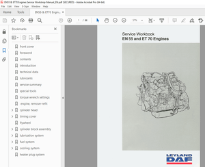 LEYLAND DAF EN55 &amp; ET70 Engine Service Workbook Manual - PDF DOWNLOAD 