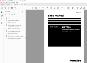 Komatsu WHEEL LOADER HD785-7 SERVICE REPAIR WORKSHOP MANUAL- PDF