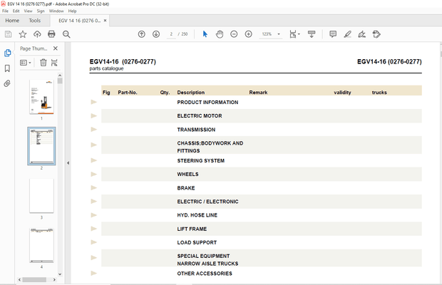 STILL STED Forklift EGV14 EGV16 Spare Parts List Manual – PDF DOWNLOAD