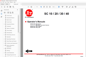 BT Prime-Mover Forklift SC 10 / 20 / 30 / 40 Operator’s Manual – PDF DOWNLOAD