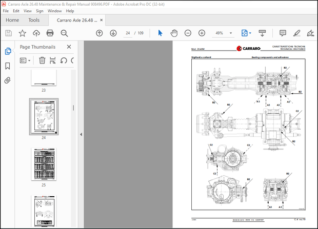Carraro Axle 26.48 Maintenance &amp; Repair Manual 908496 – PDF DOWNLOAD
