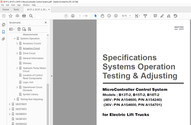 Daewoo Doosan MicroController Control System B13T-2 to B18T-2 Testing Adjusting Manual SB2077E03 -  