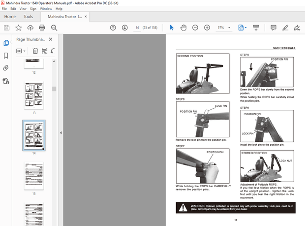 Mahindra Tractor 1640 SHUTTLE 1640 H S T 1640 H S T CABIN Operator’s Manual – PDF DOWNLOAD